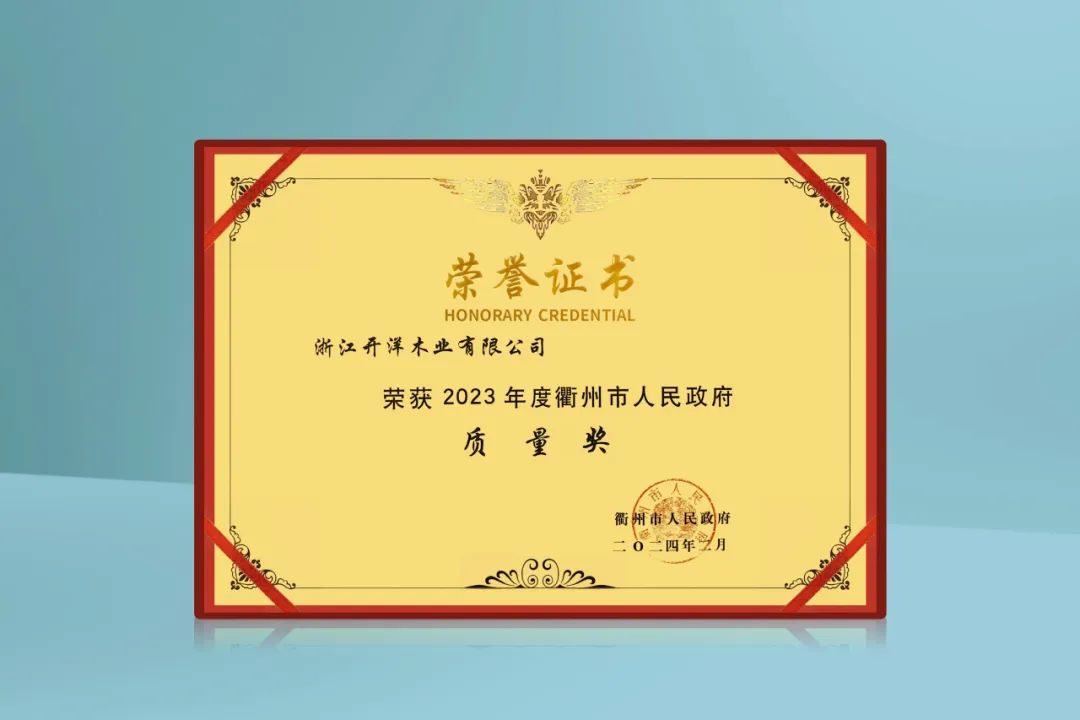 质敬匠心 实干争先！九游荣获2023年度衢州市人民政府质量奖